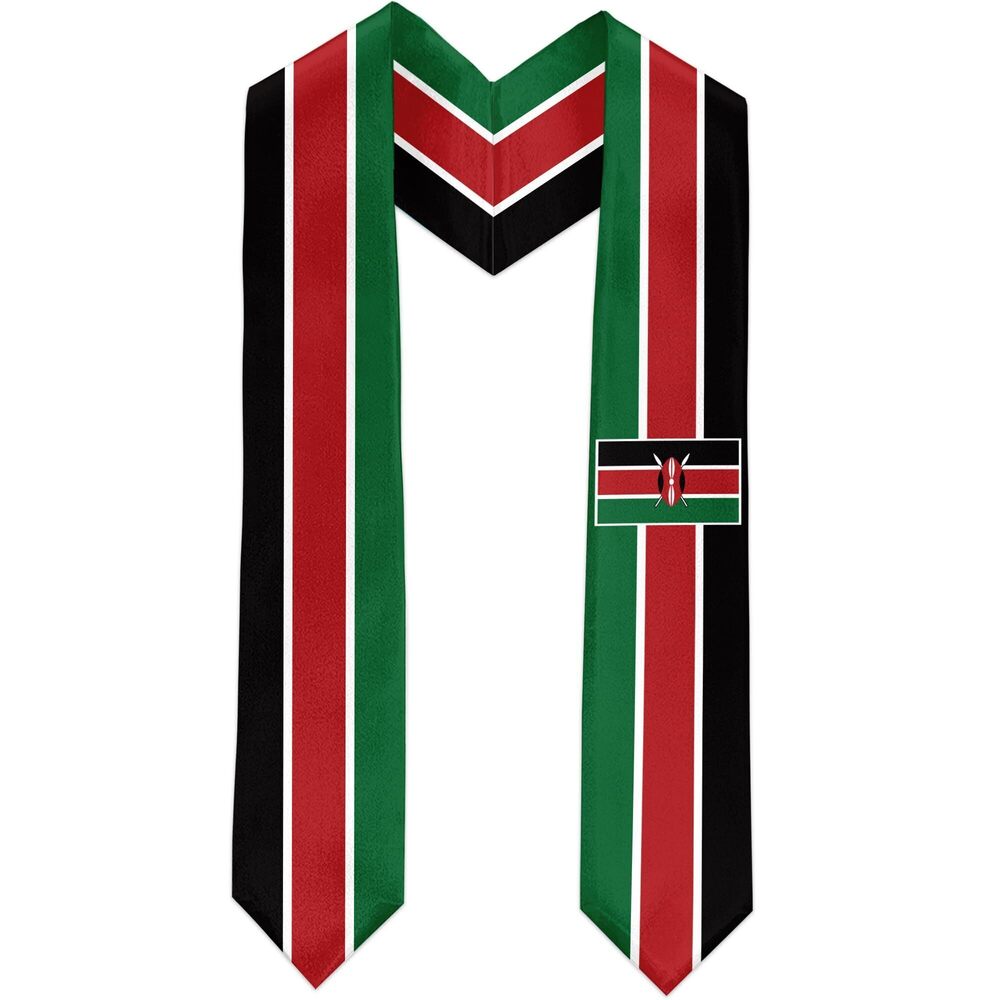 1895 Kenya Flag Graduation Sash Satin Scarf 72" Stole for Abroad Student